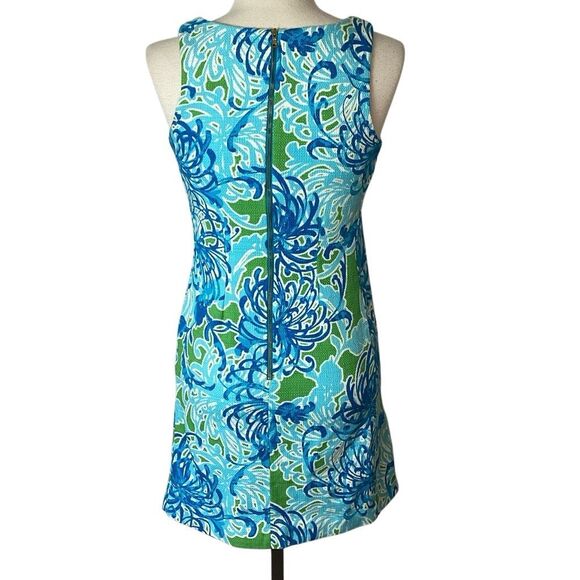 Taylor Keyhole Floral Sheath Dress Women’s 8 Green Blue - Picture 5 of 9